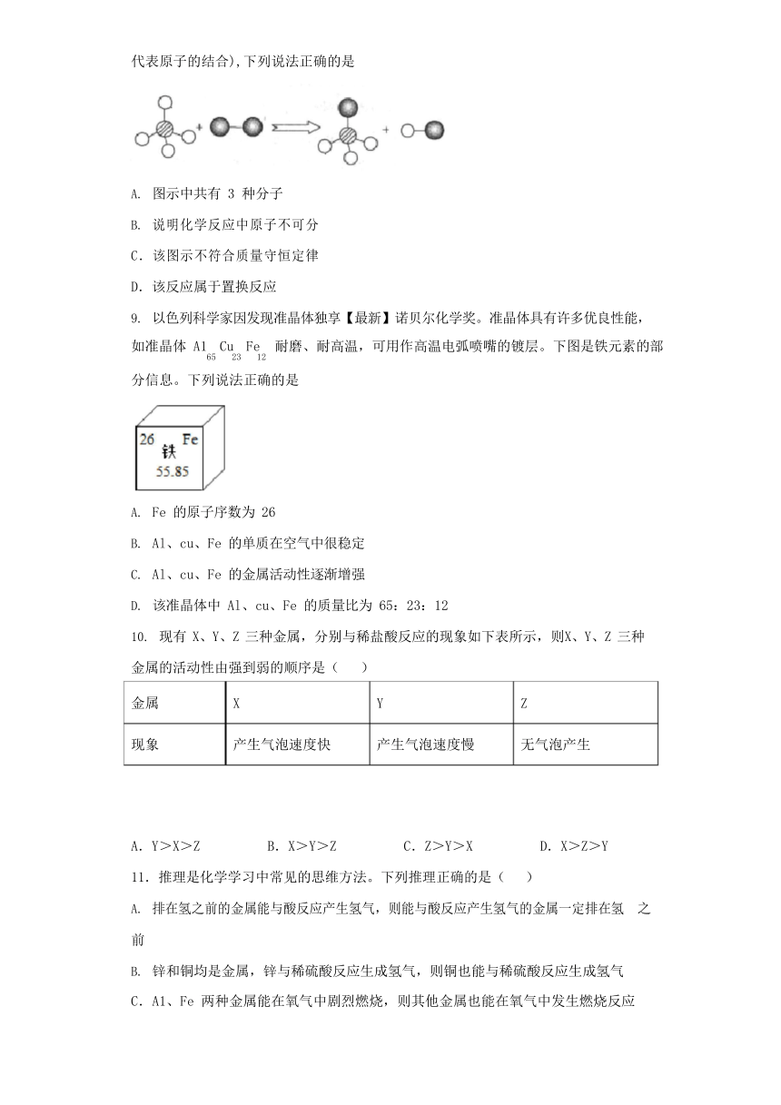 鲁教版九年级下册第九单元第二节金属的化学性质同步练习（含解析）