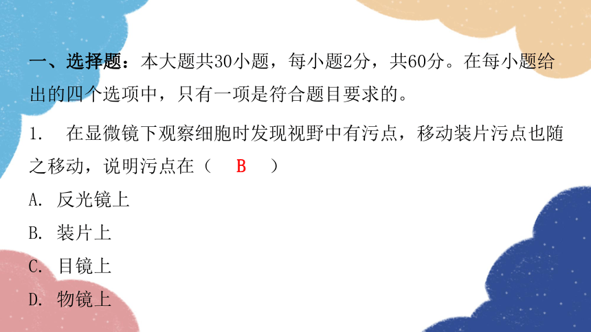 人教版生物七年级上册 第二单元过关训练课件（共46张PPT）