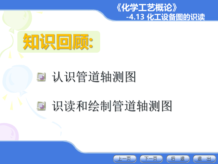 4.12管道轴测图的识读与绘制、4.13化工设备图的识读 课件(共33张PPT)-《化学工艺概论 》同步教学（化工版）