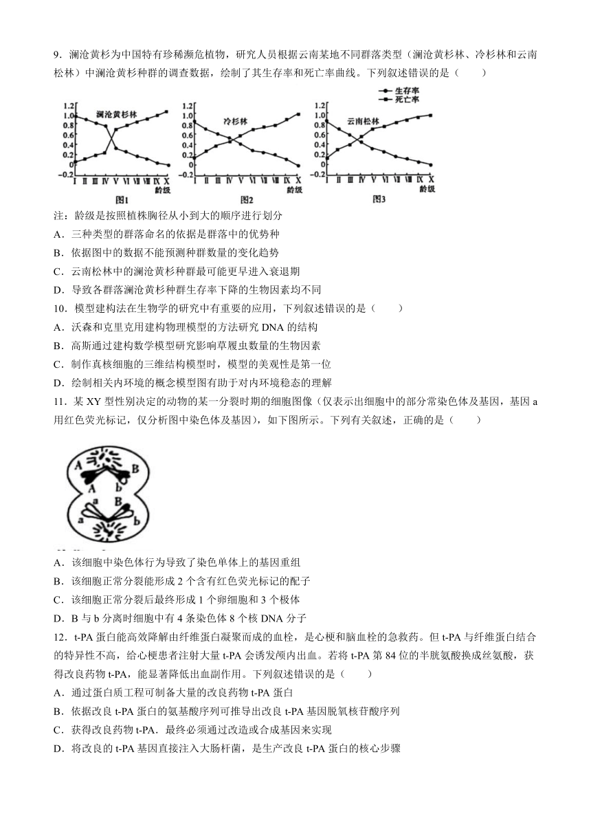 2024年江西省部分学校高三下学期4月教学质量监测生物学试题（含解析）