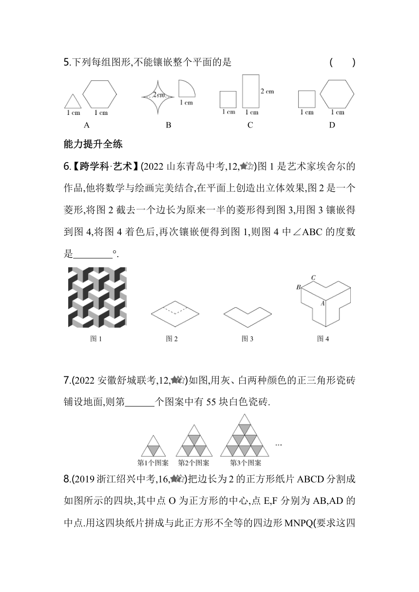 沪科版数学八年级下册19.4　综合与实践　多边形的镶嵌同步练习（含解析）