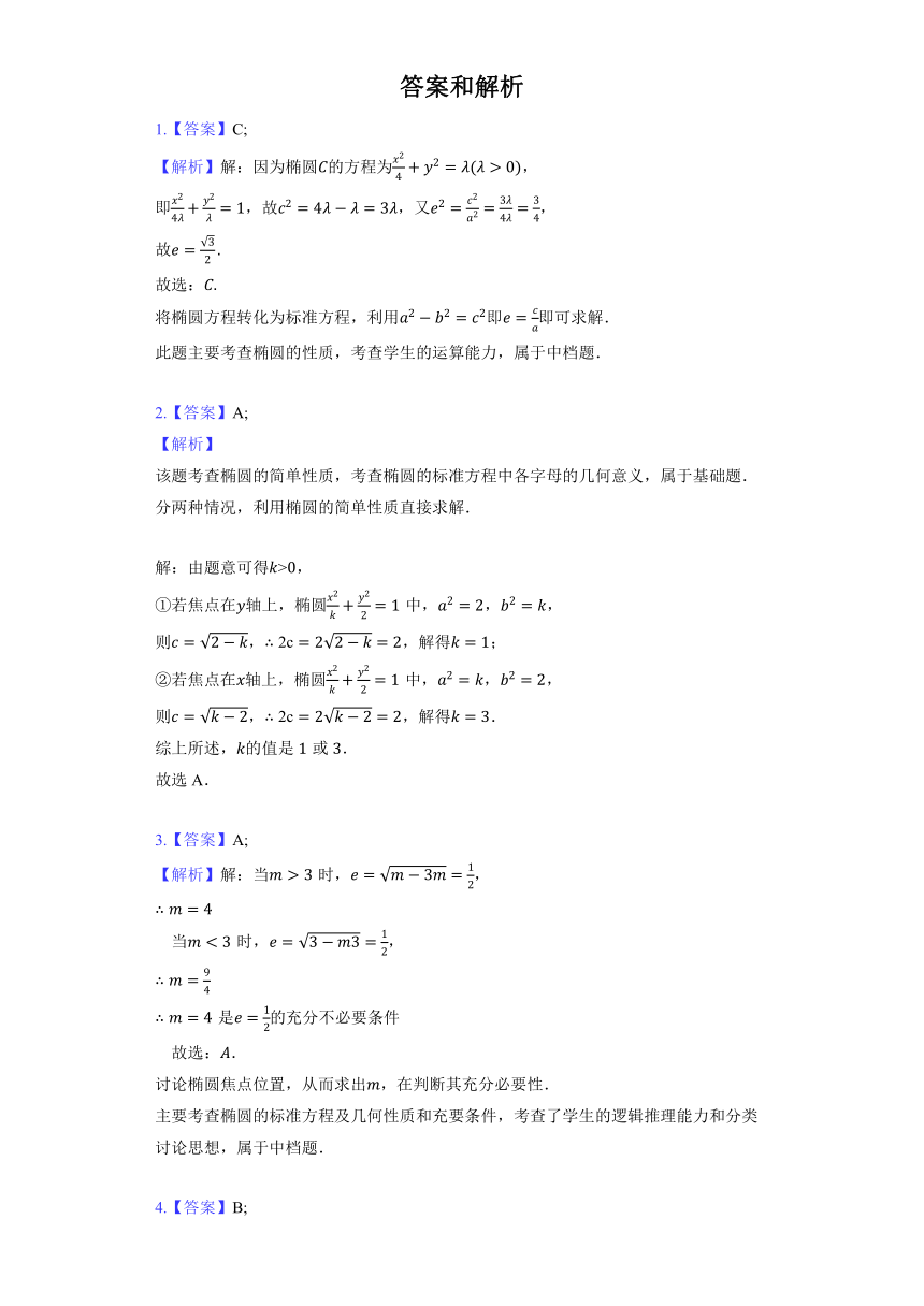 人教B版（2019）选择性必修第一册《2.5.2 椭圆的几何性质》2022年同步练习卷（1）（含解析）