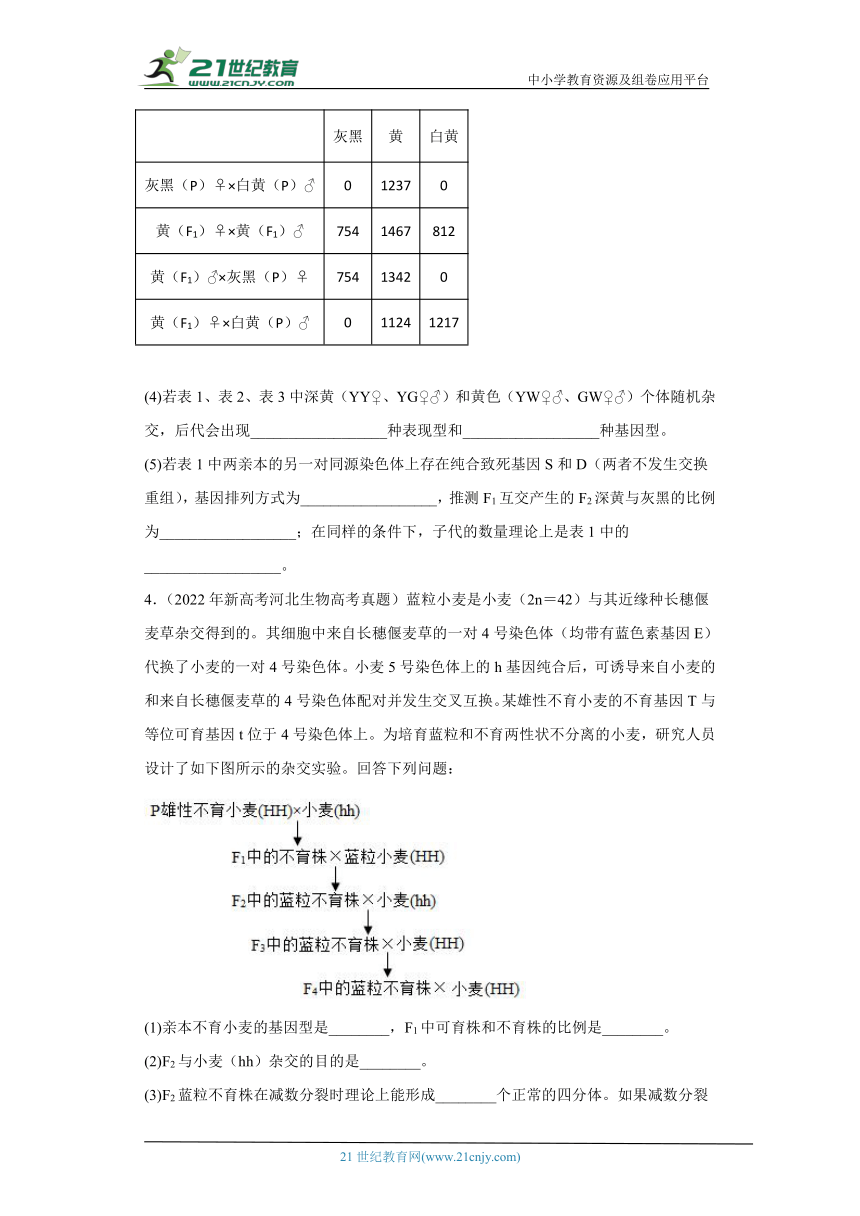 五年2018-2022高考生物真题按知识点分类汇编34-基因的自由组合定律-综合题、实验题（含解析）