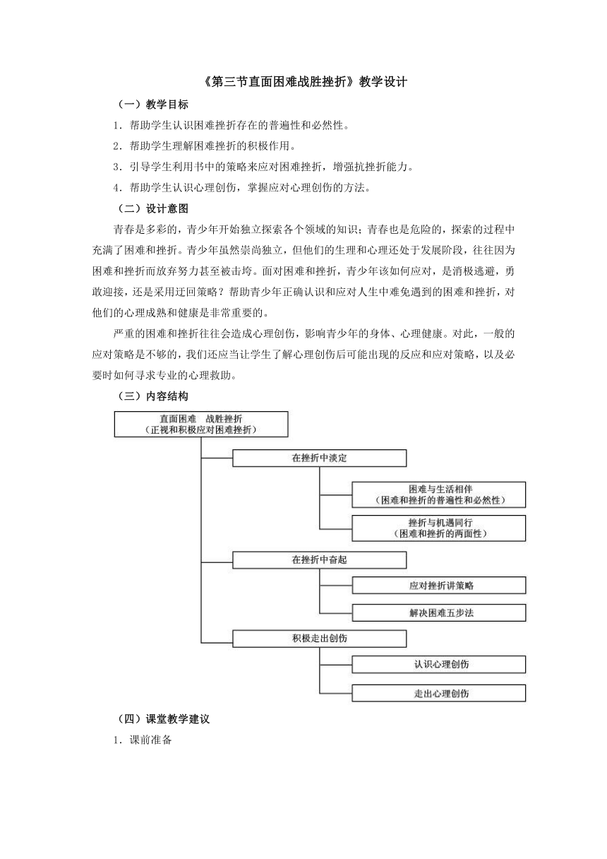 人教版（中职）心理健康 2.3《直面困难 战胜挫折》教学设计