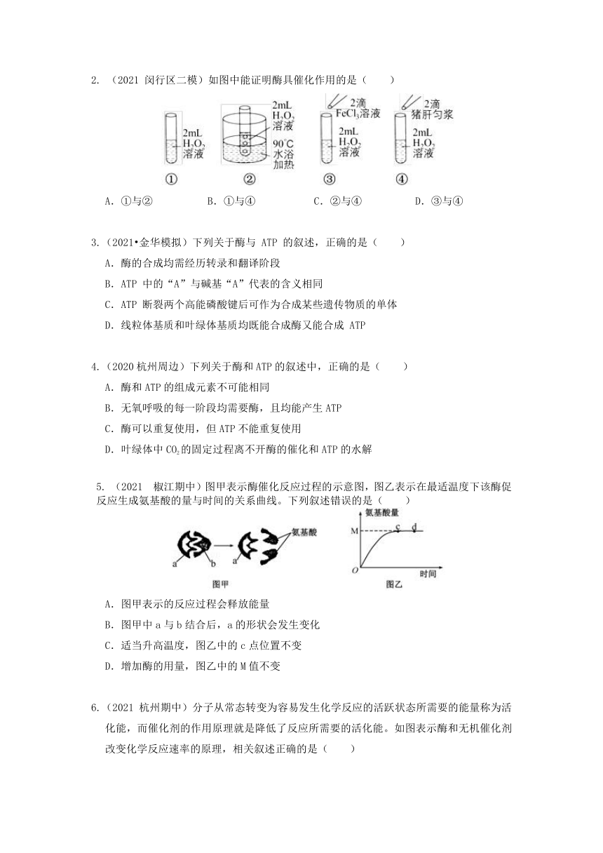 高一生物下学期期末考试分类汇编：酶和ATP（word版含解析）