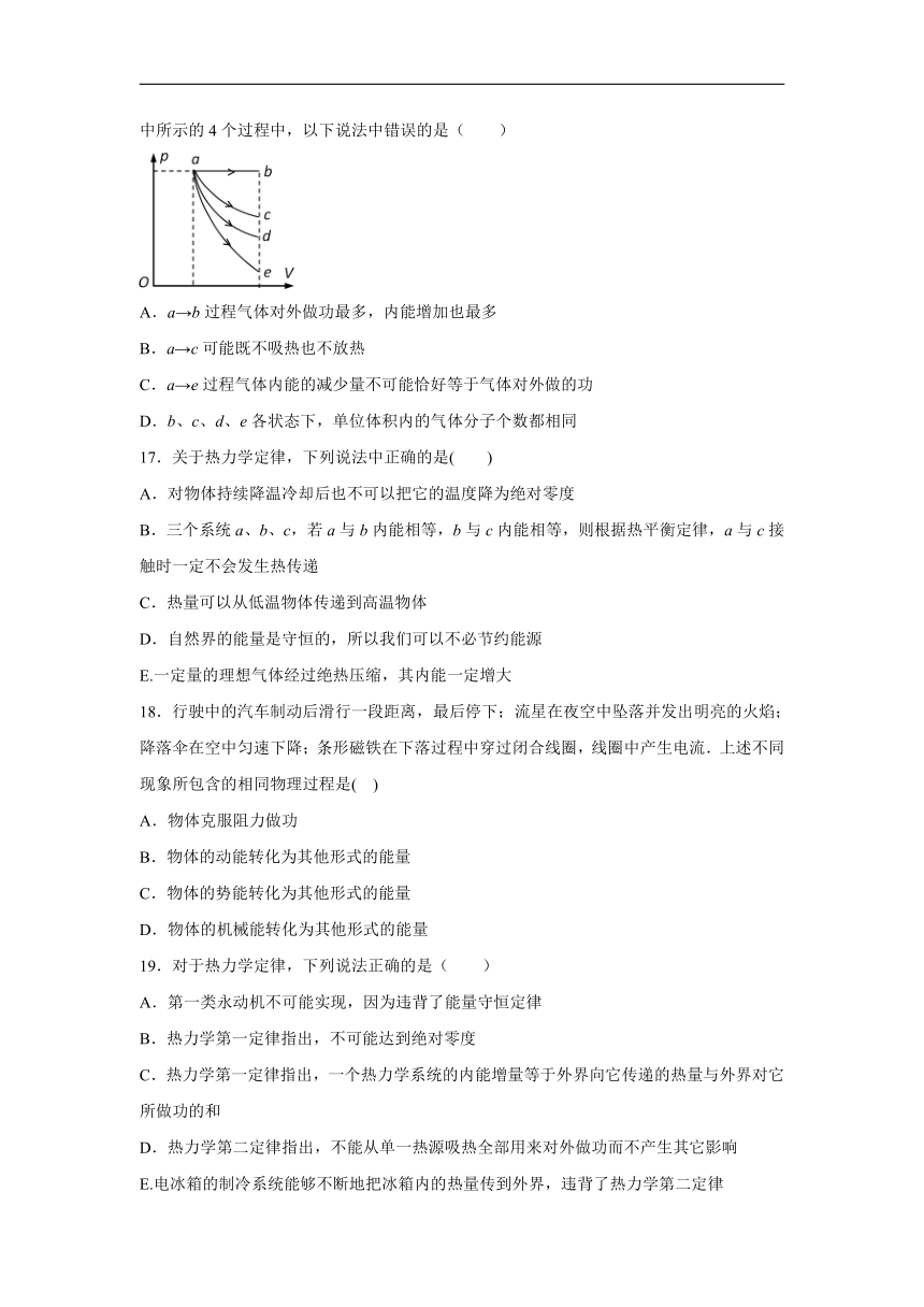 2021-2022学年鲁科版（2019）选择性必修第三册 3.2能量的额转化与守恒 跟踪训练（word解析版）