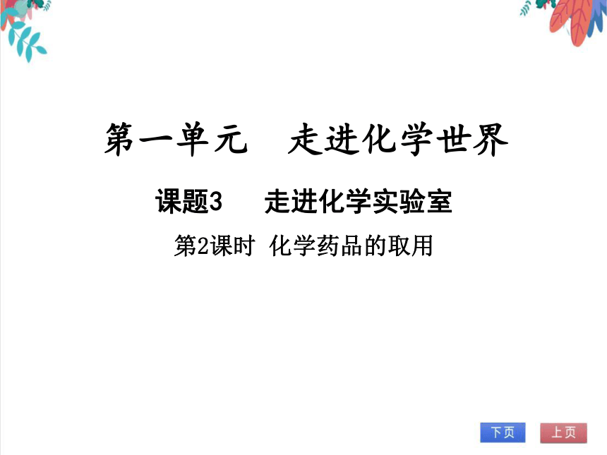 【人教版】化学九年级全一册 1.3.2 化学药品的取用 习题课件