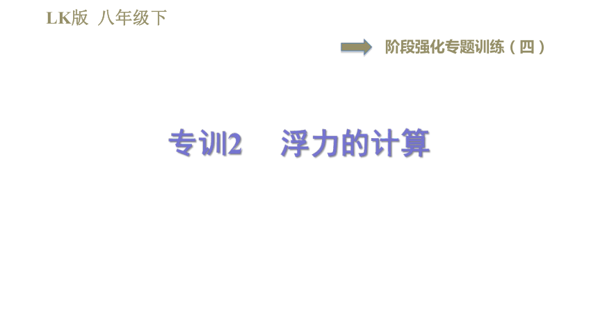 鲁科版八年级下册物理习题课件 第8章 阶段强化专题训练（四）  专训2  浮力的计算（15张）