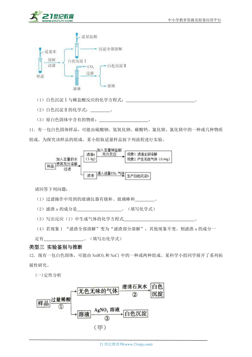 浙教版九上第一章专题五 物质的鉴别与推断（含解析）