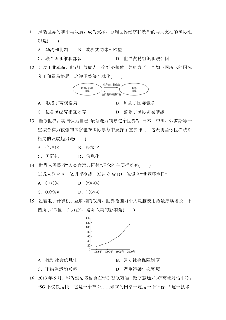 第六单元 走向和平发展的世界   单元测试卷（含答案）