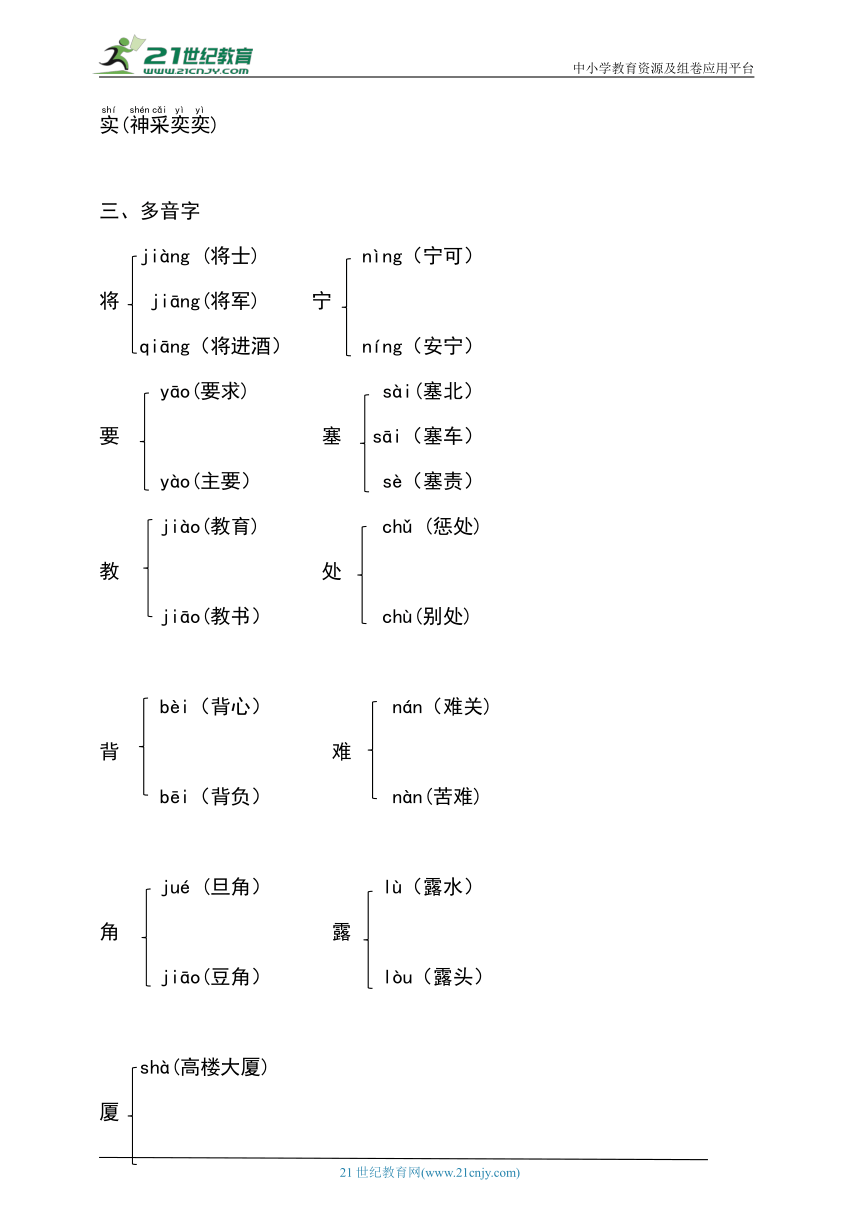 统编版四年级语文上册第七单元知识梳理