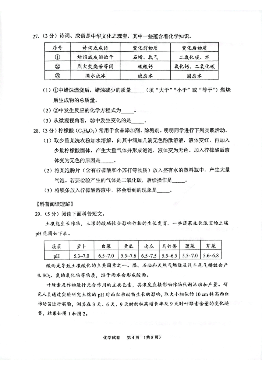 2023年北京市石景山区九年级二模化学试卷 （PDF版含答案）