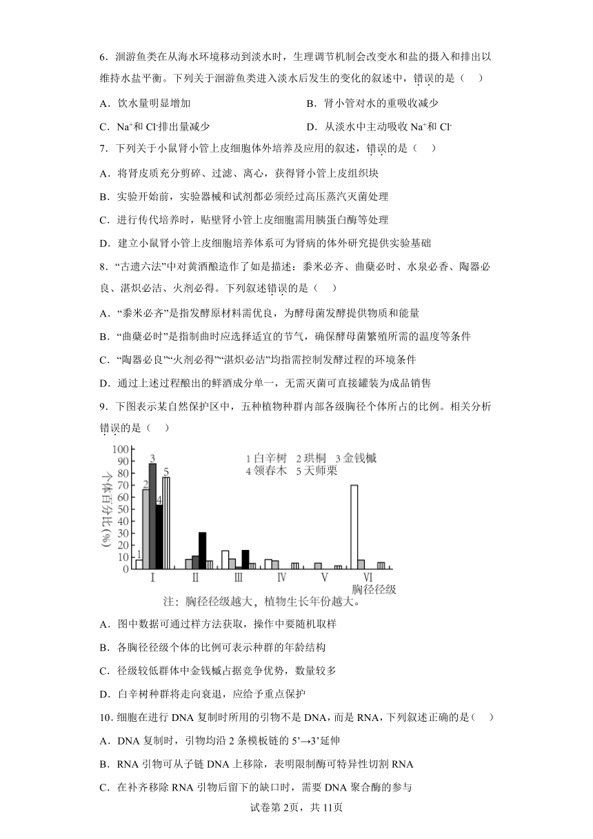 2023届江苏省苏锡常镇四市高三教学情况调研（一）生物试题-（Word版含解析）