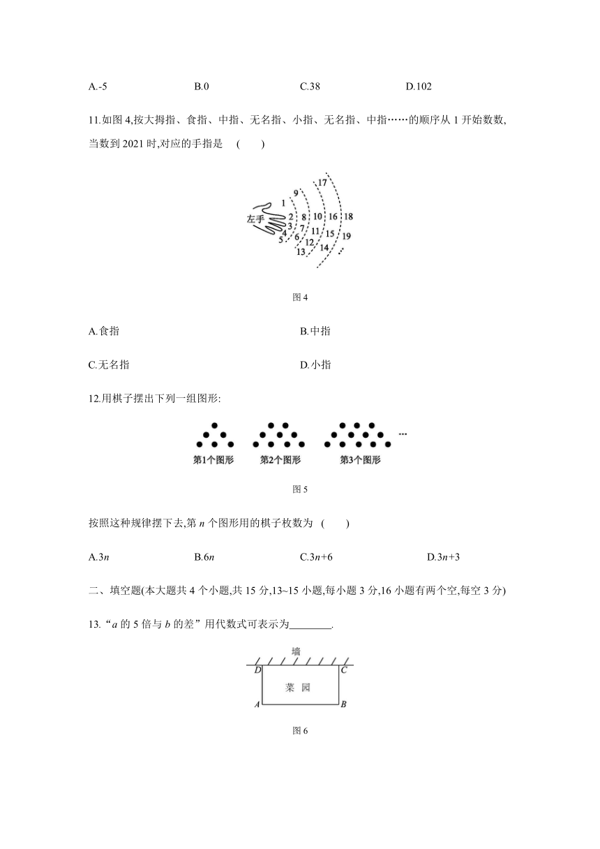 2021——2022学年冀教版七年级数学上册第三章　代数式单元测试题（word版含答案）