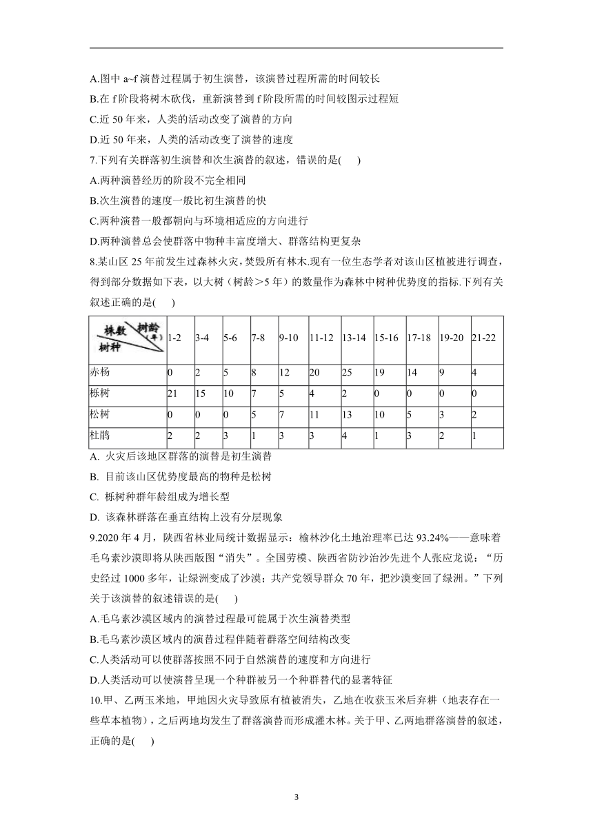 2.4群落的演替课时作业2021-2022学年高二上学期生物北师大版选择性必修2（含答案解析）