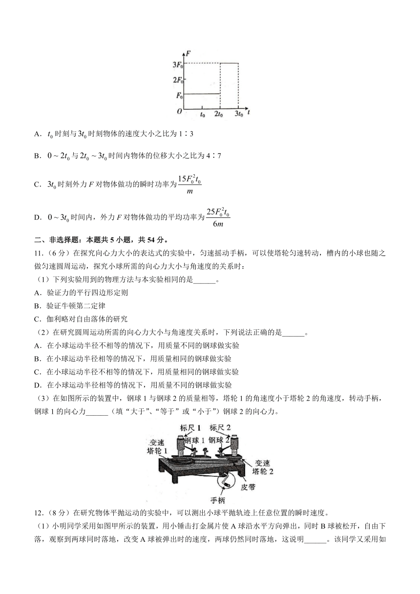 辽宁省部分学校2022-2023学年高一下学期4月月考物理试题（含答案）