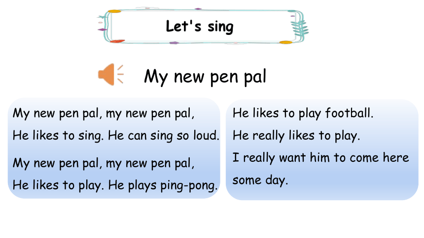 Unit 4 I have a pen pal PA Let's try & Let's talk课件（33张PPT)