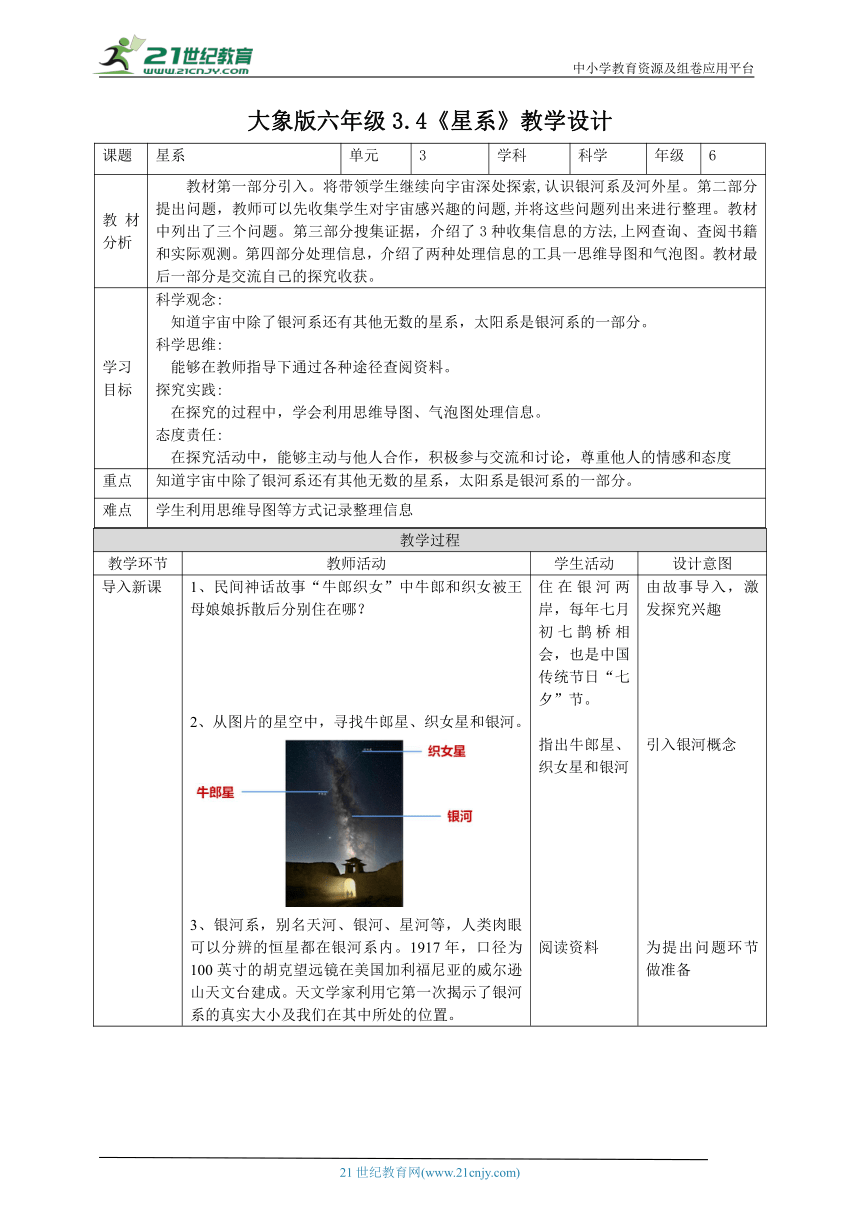 【核心素养目标】3.4《星系》教案