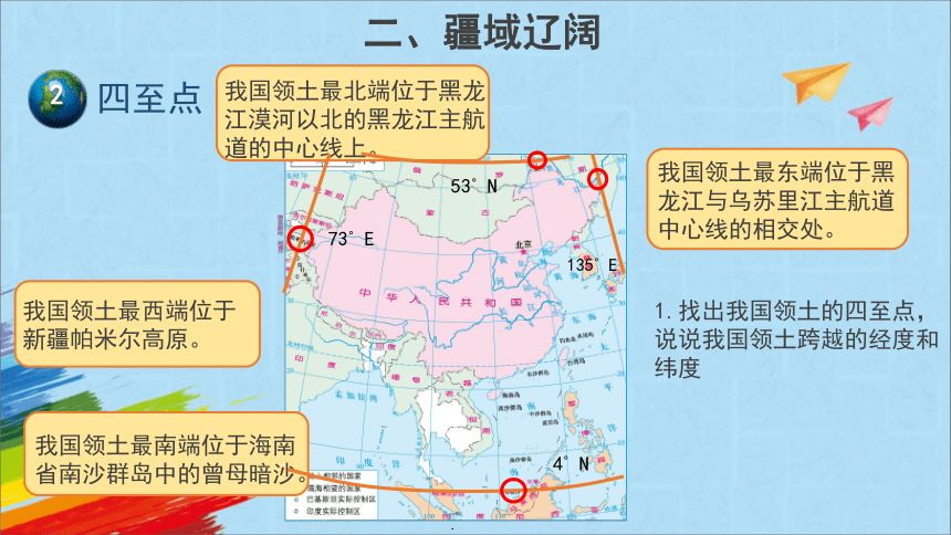 星球地图版八年级地理上册1.1《辽阔的疆域》第2课时教学课件(共22张PPT)