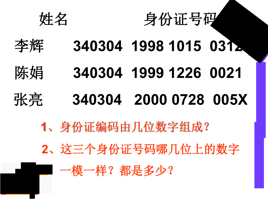 四年级下册数学课件- 身份证里的秘密苏教版（21张ppt）