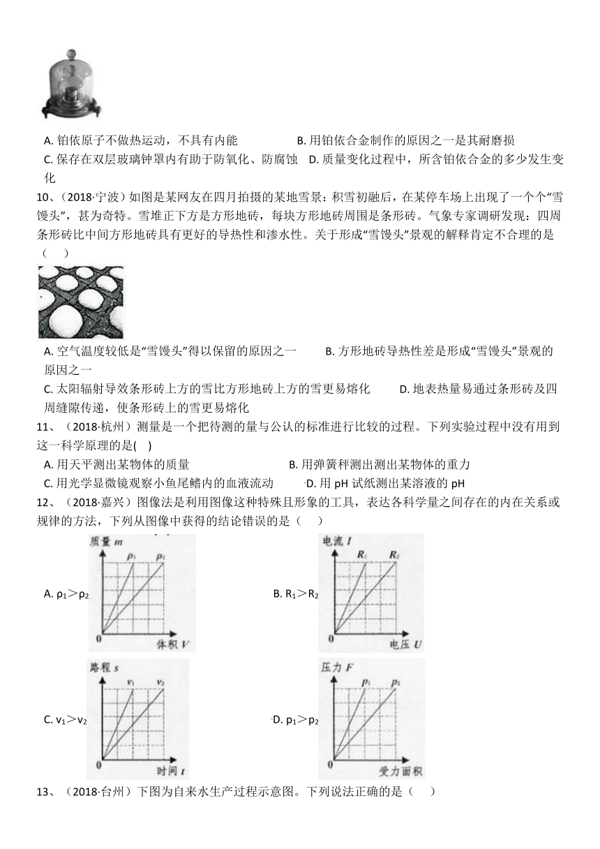 2021年中考科学单元同步(真题集中训练)总复习 中考科学真题集训四 物质的特性（含解析）