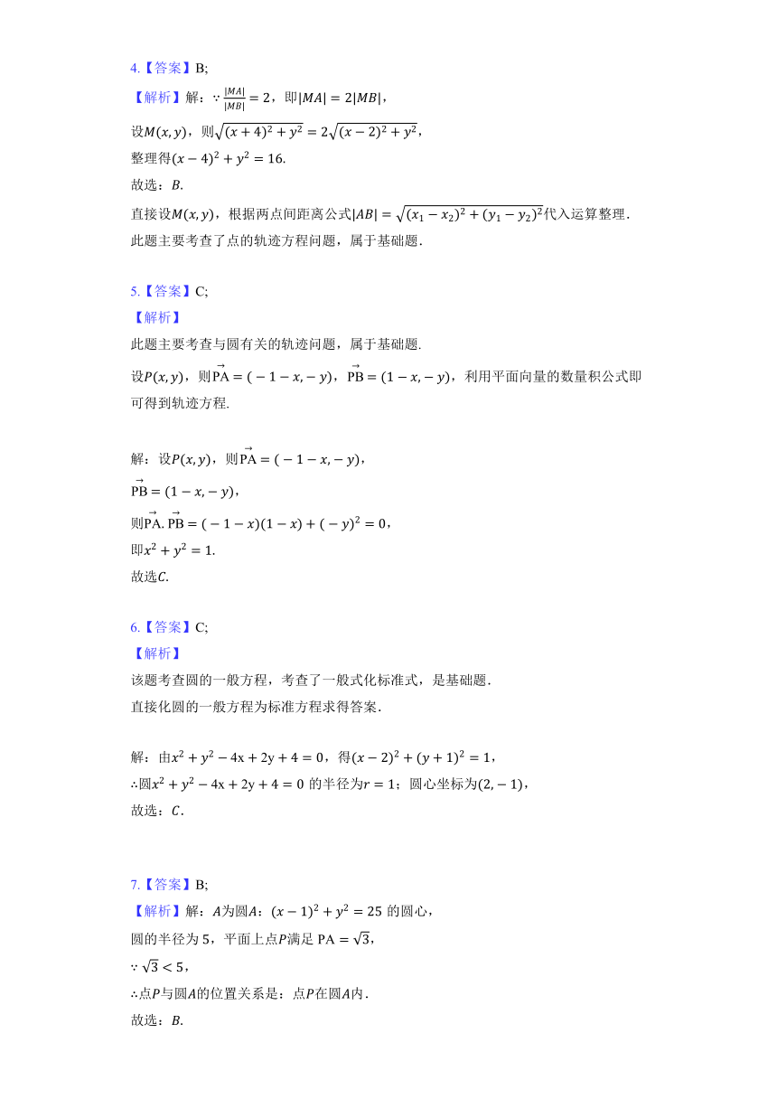 人教A版（2019）选择性必修第一册《2.4 圆的方程》提升训练（含答案）