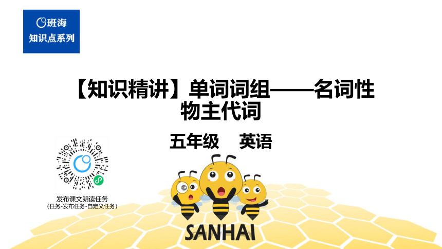 英语五年级【知识精讲】2.单词、词组(5)单词词组——名词性物主代词（11张PPT）