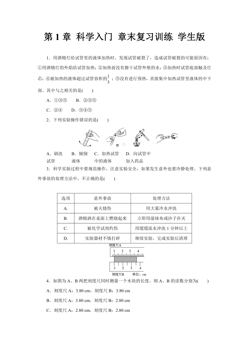 第1章 科学入门 章末复习训练（含答案）