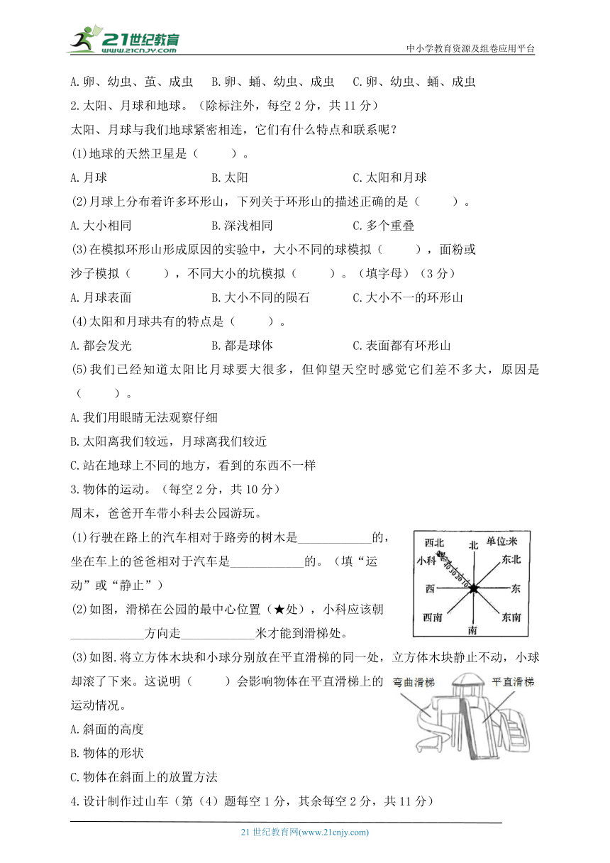 教科版（2017秋）三年级科学下册期末模拟卷六（含答案）