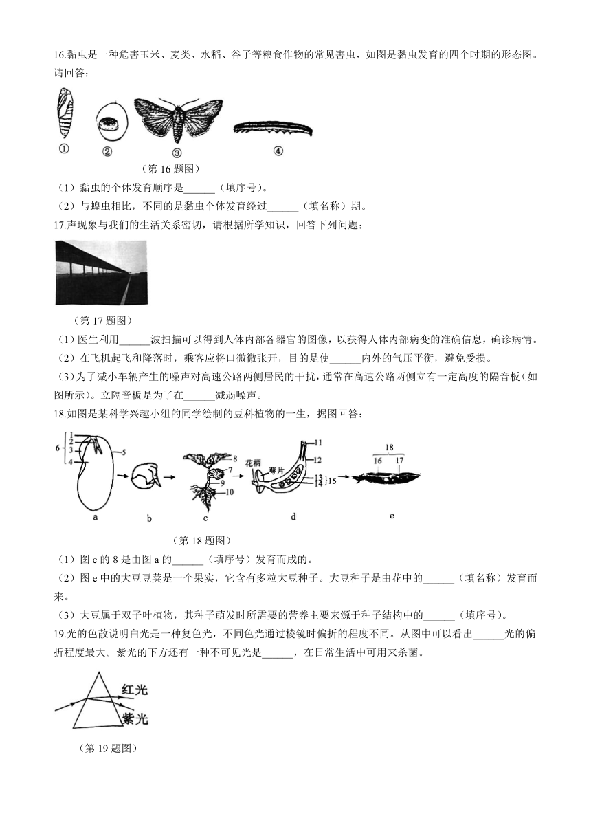 浙江省湖州市华盛达实验中学2023-2024学年七年级下学期4月期中试题卷(到第3章第1节 word版，无答案)