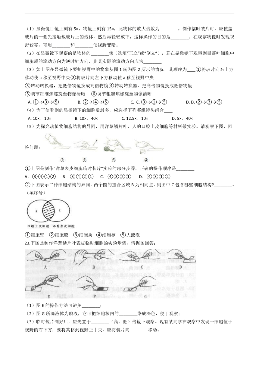 2.2 细胞 培优练习（含答案）