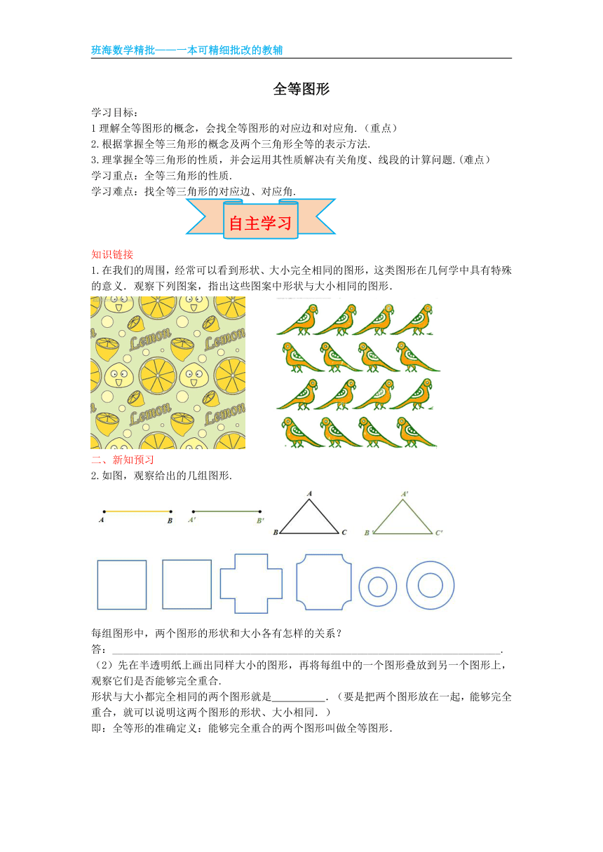 冀教版（新）八上-13.2 全等图形【优质教案】