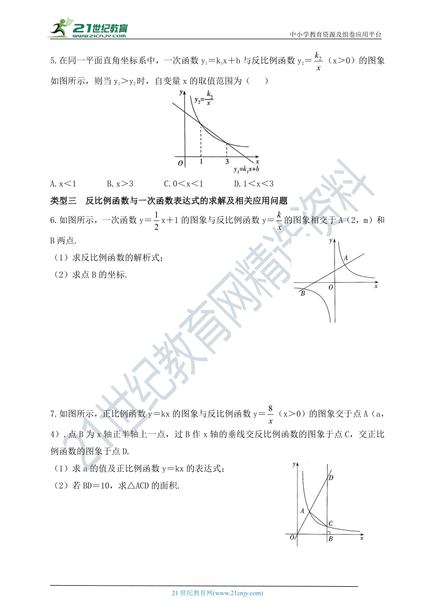 第一章 反比例函数专项训练：反比例函数与一次函数综合题（含答案）