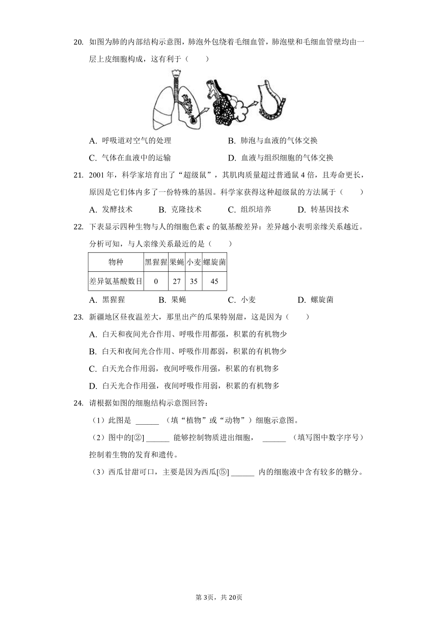 2020-2021学年天津市部分区八年级（下）期中生物试卷（word版含解析）