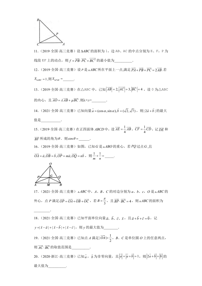 2022年高中数学竞赛专题强化训练★★4 平面向量（50题竞赛真题强化训练）（无答案）