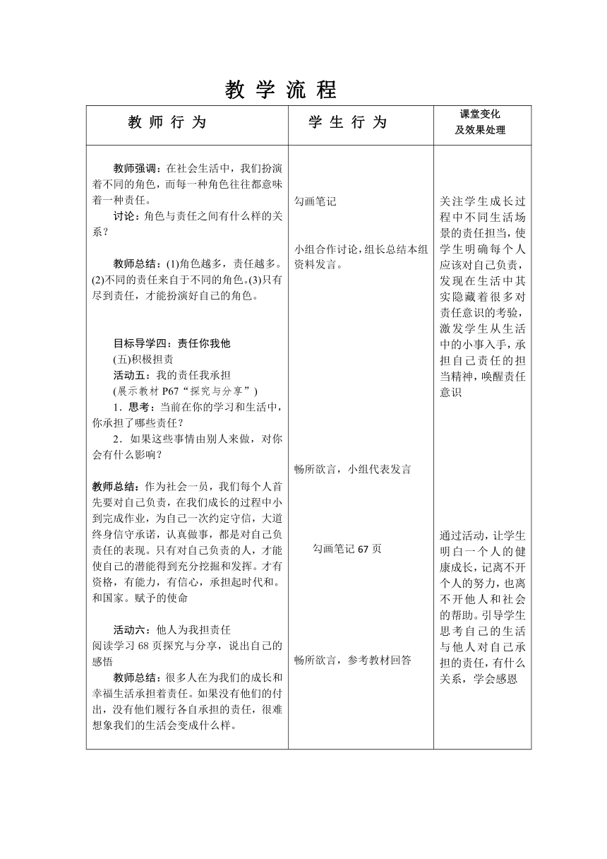 6.1 我对谁负责 谁对我负责   教案（表格式）