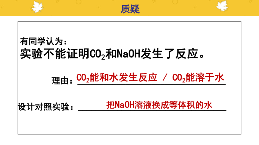 沪教版（上海）初中化学九年级下册 5.2 酸和碱的性质研究- 用实验证明CO2与NaOH发生了反应  课件（21张PPT）