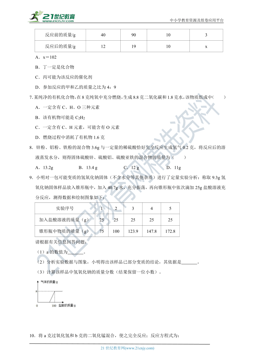 【备考2023】华师大版科学中考一轮复习过关题：化学计算（含解析）