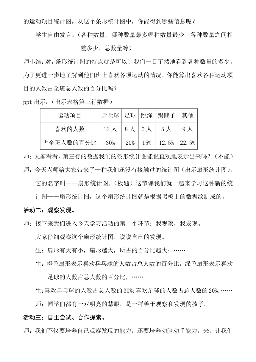 小学数学浙教版六年级上19.扇形统计图 教案