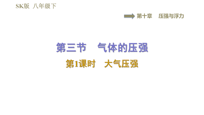 苏科版八年级下册物理习题课件 第10章 10.3.1大气压强（32张）