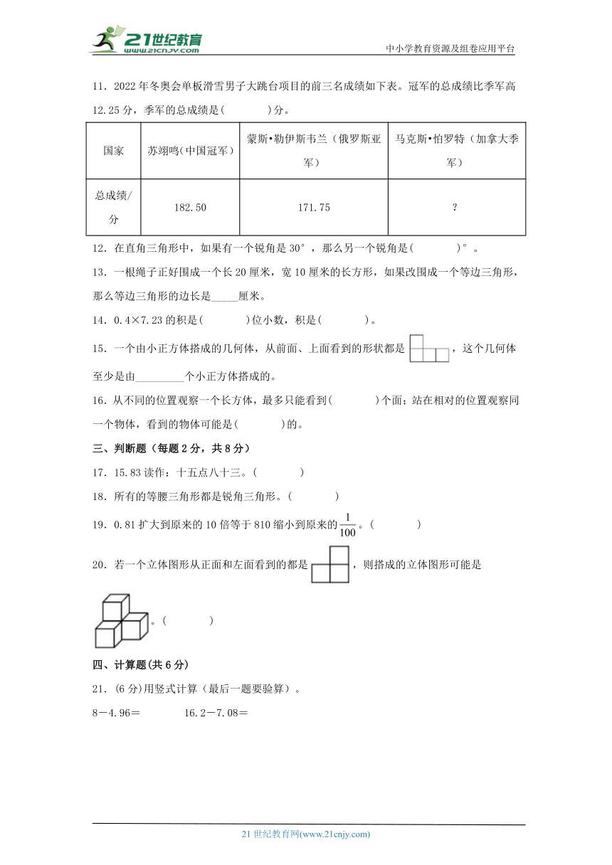 北师大版四年级数学下册期中考试高频易错题汇编专项卷（三）（含解析）