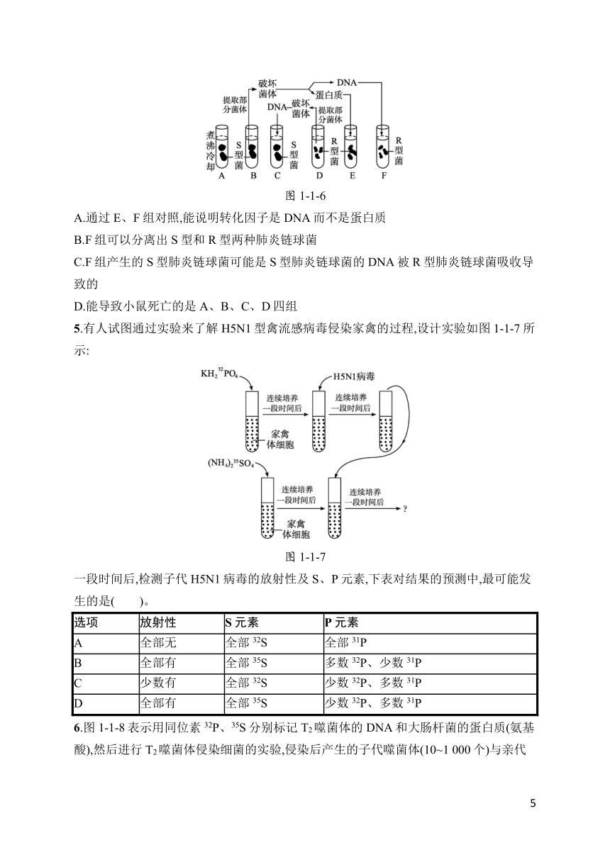 第1章第1节DNA是主要遗传物质的探索 同步训练（含解析）