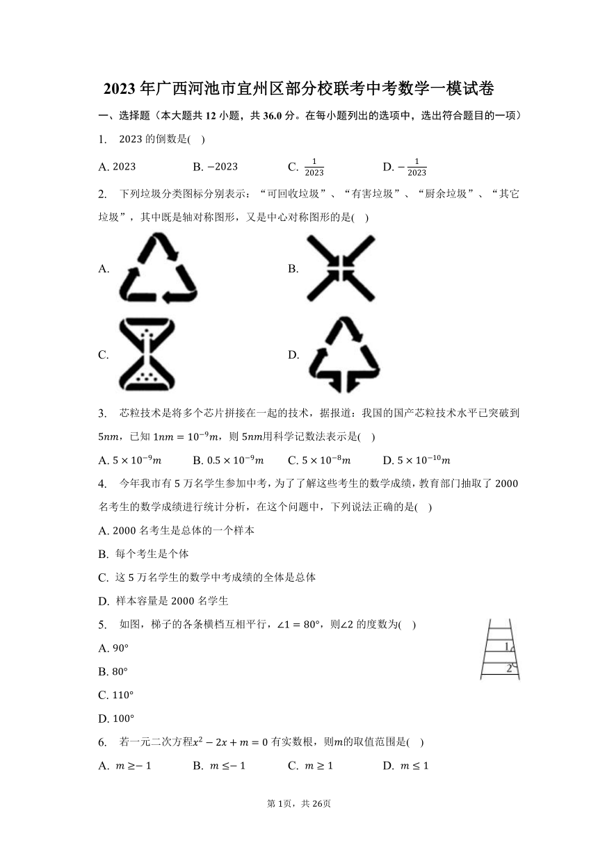 2023年广西河池市宜州区部分校联考中考数学一模试卷（含解析）