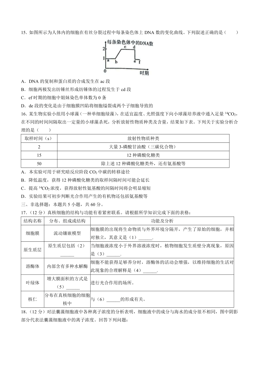 陕西省安康市2022-2023学年高一下学期开学摸底考试生物学试题（Word版含答案）