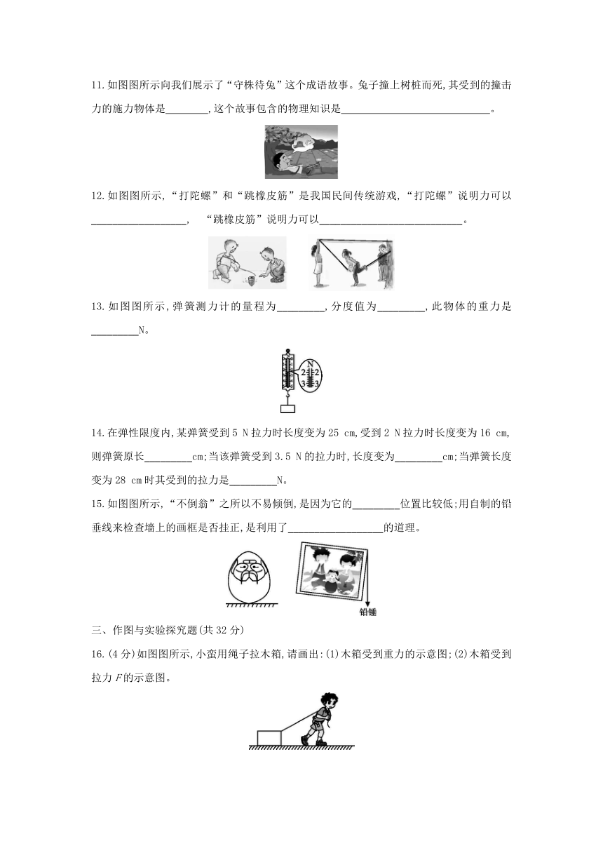 人教版物理八年级下册课课练：第7章　力  单元综合练习（含答案）