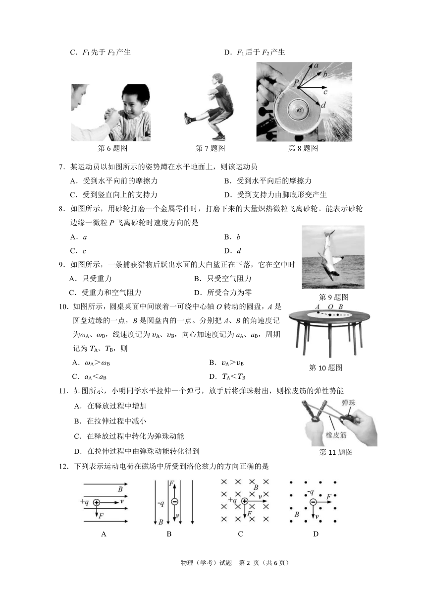 2020年1月浙江省普通高校招生学业水平考试物理试题（Word版，含图片版答案）