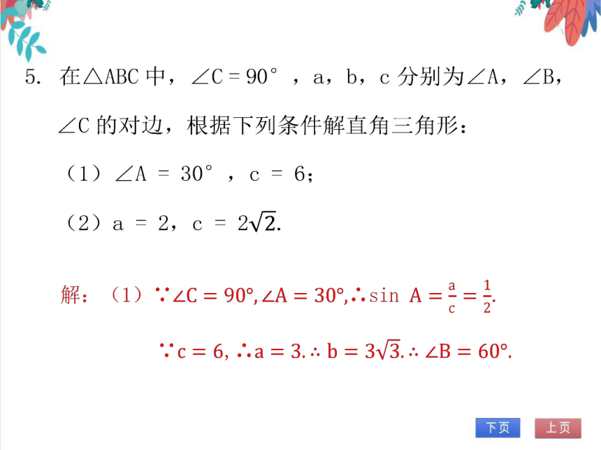 【北师大版】数学九年级（下）1.4 解直角三角形 习题课件