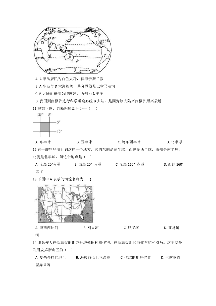 期末综合检测（1）-2021-2022浙江省人教版人文地理七年级上册（含答案及解析）