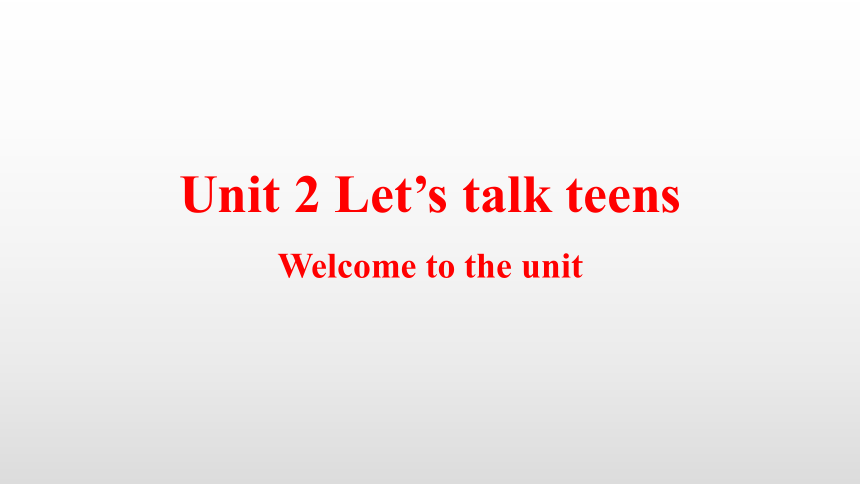 Unit 2 Let’s talk teens Welcome to the unit 课件