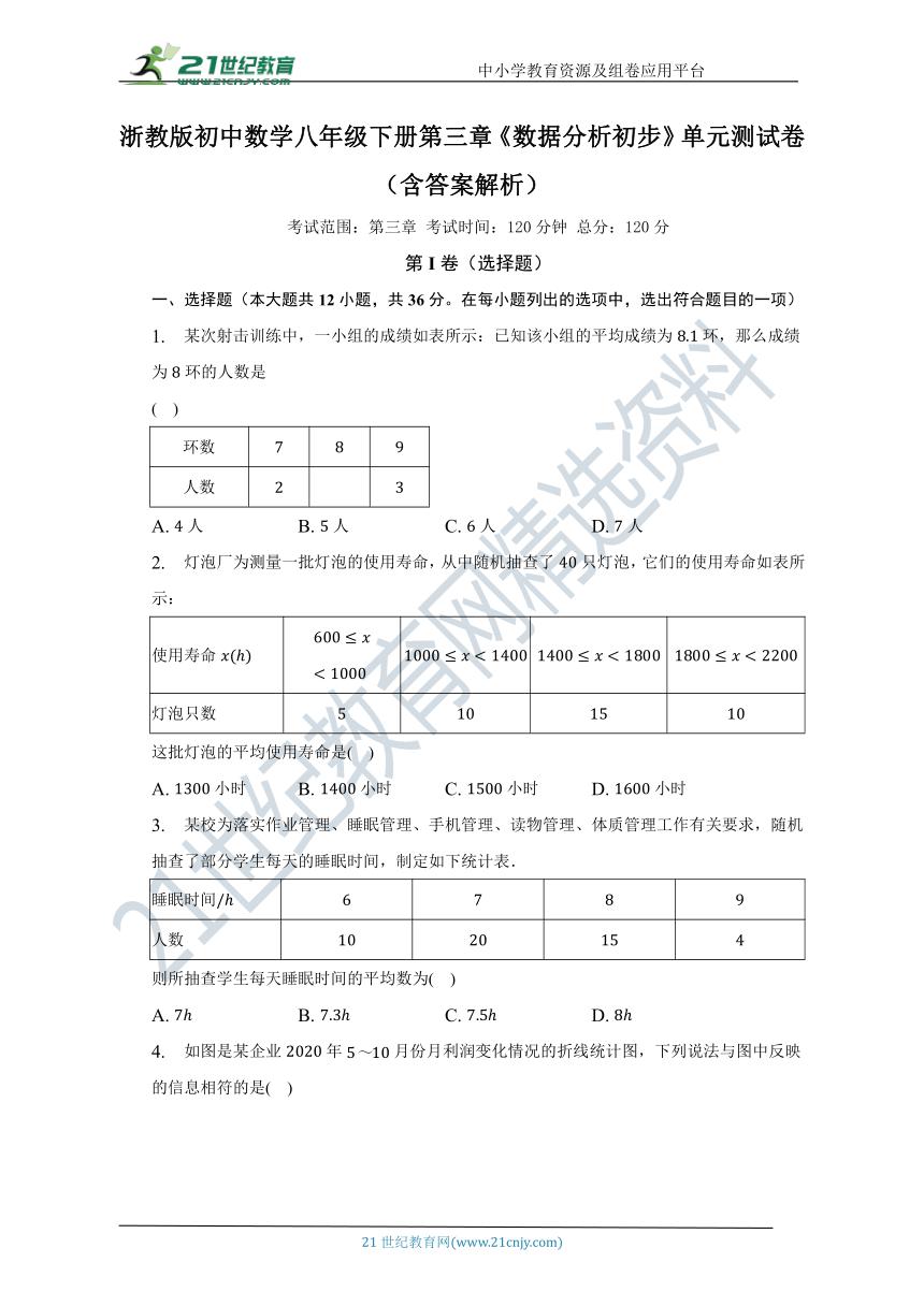 第三章 数据分析初步单元测试卷（含答案）